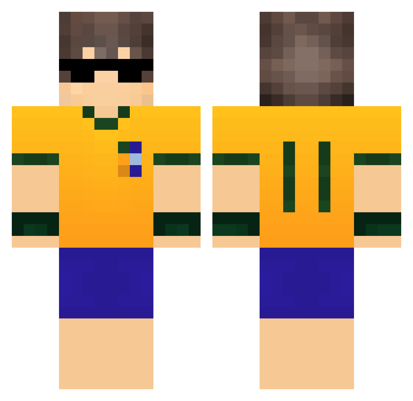 CadernoBranco Minecraft skin, front and back view