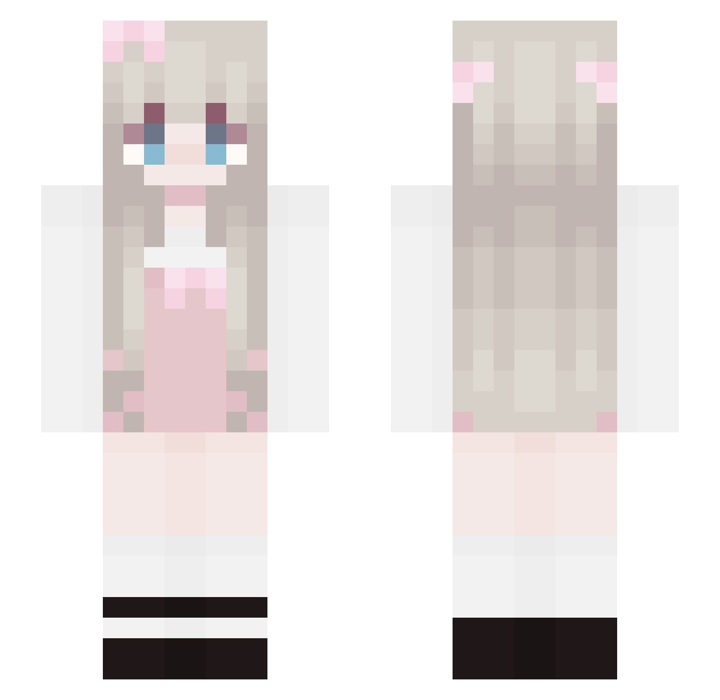 hello_kira Minecraft skin, front and back view
