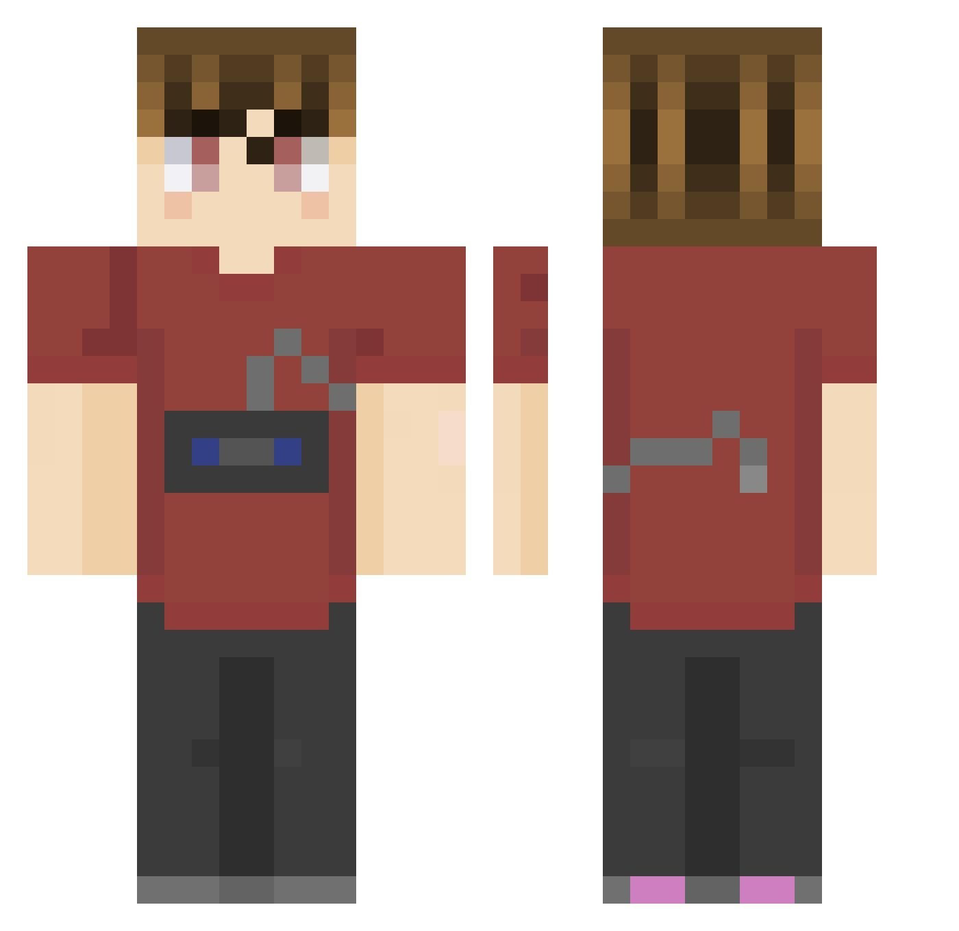 TehGRoovyBEe Minecraft skin, front and back view