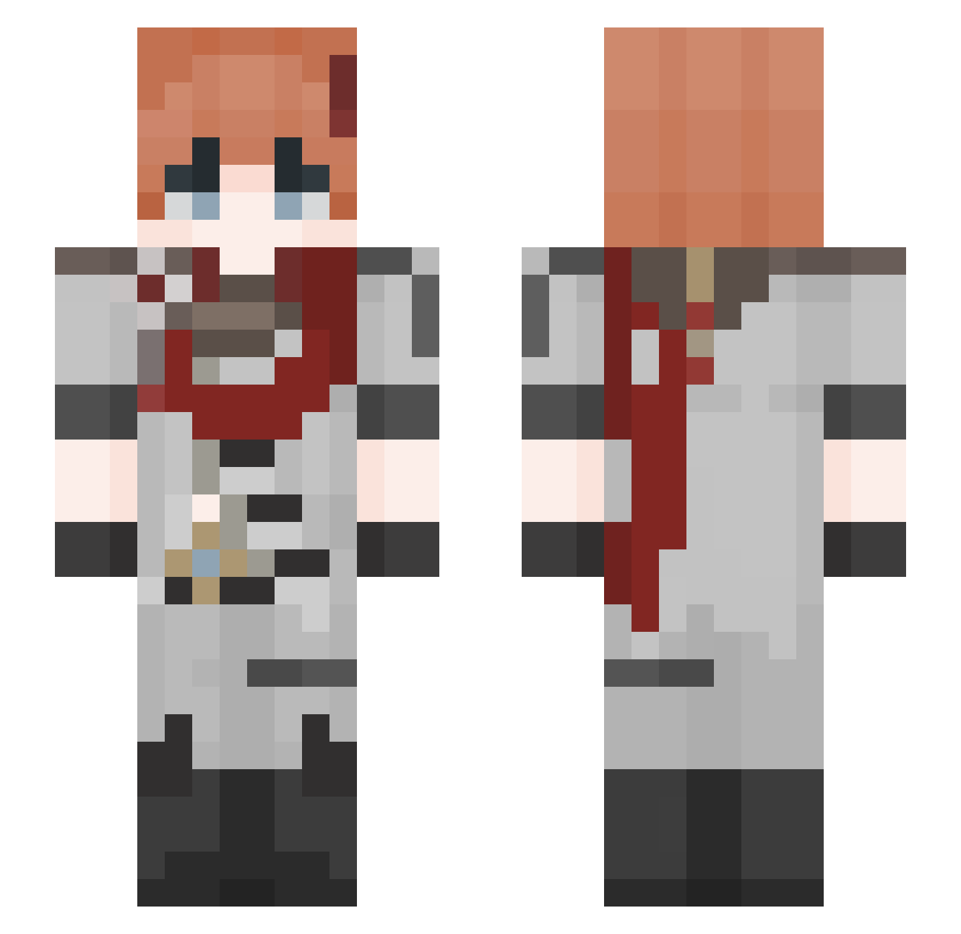 KawaiRikka Minecraft skin, front and back view