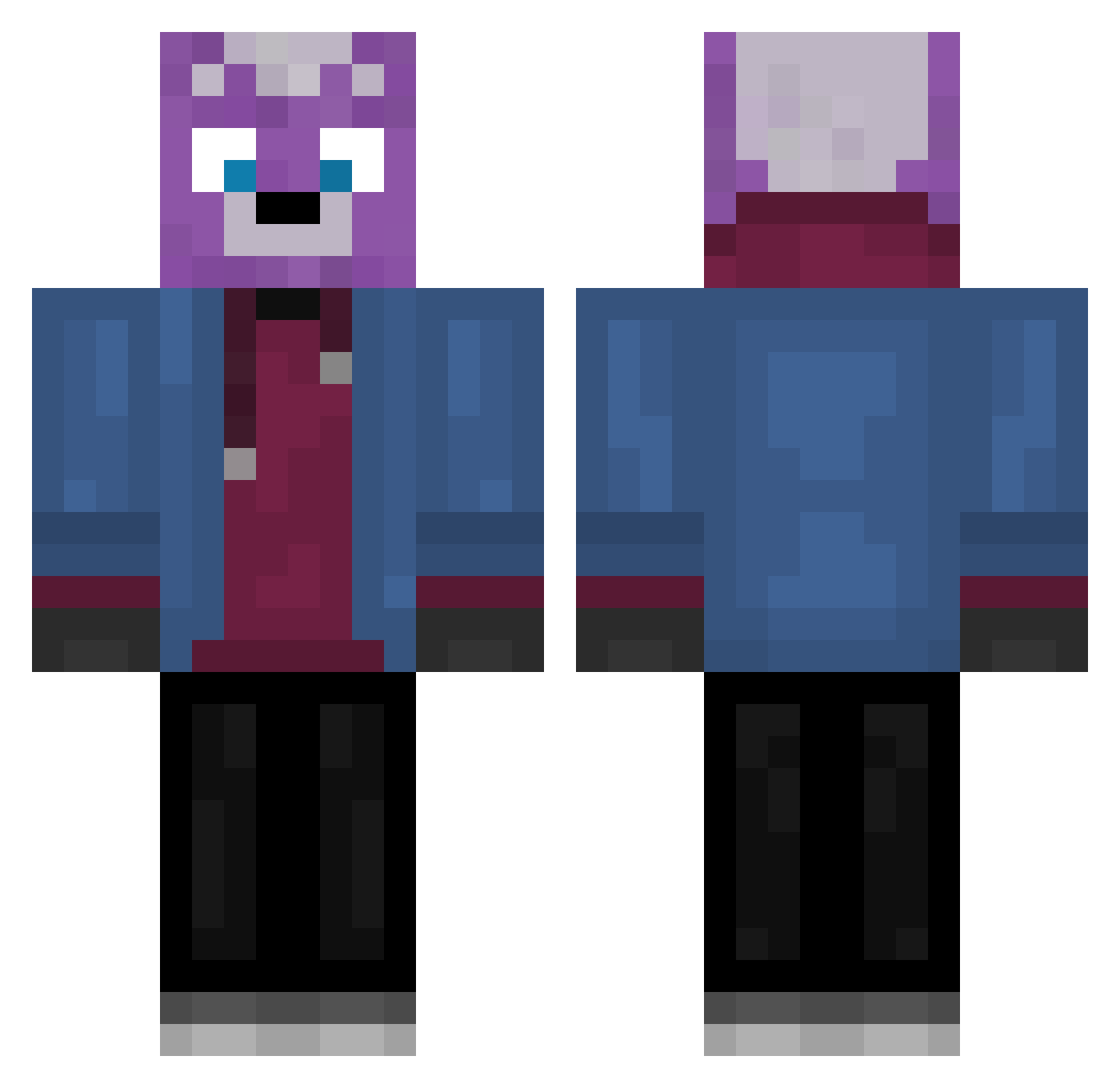 Ughookhoo Minecraft skin, front and back view