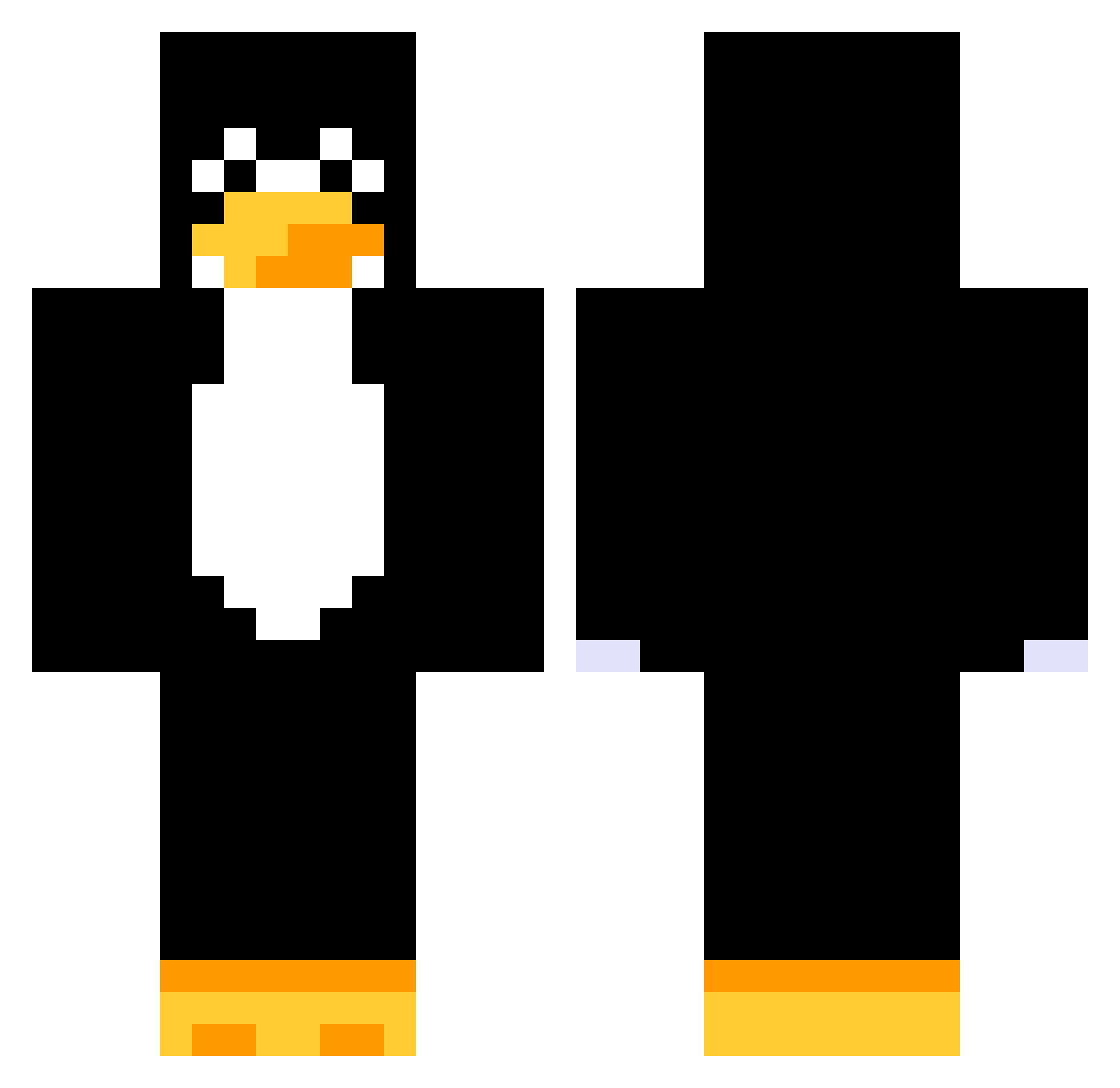 slendercel Minecraft skin, front and back view