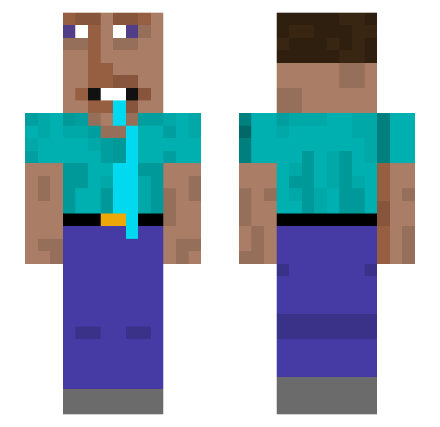 Denruru Minecraft skin, front and back view