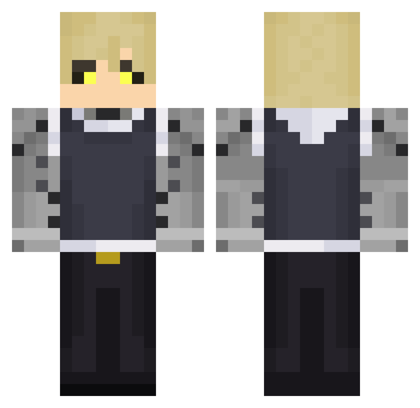DiamanteEnBruto Minecraft skin, front and back view