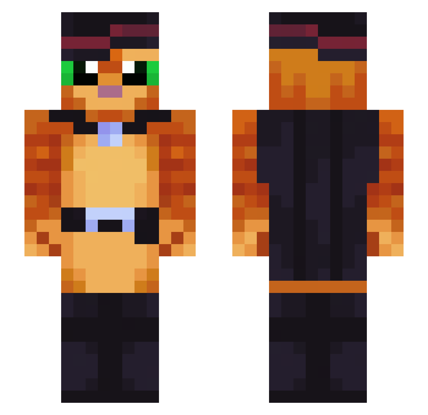 plooshous Minecraft skin, front and back view
