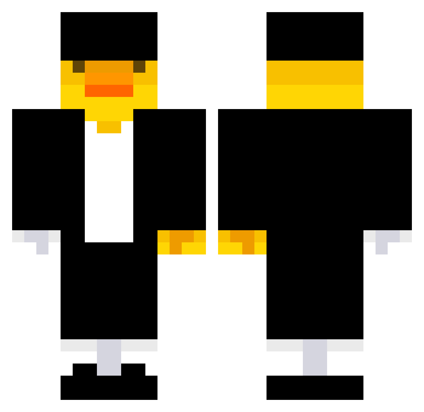 Veoixs Minecraft skin, front and back view
