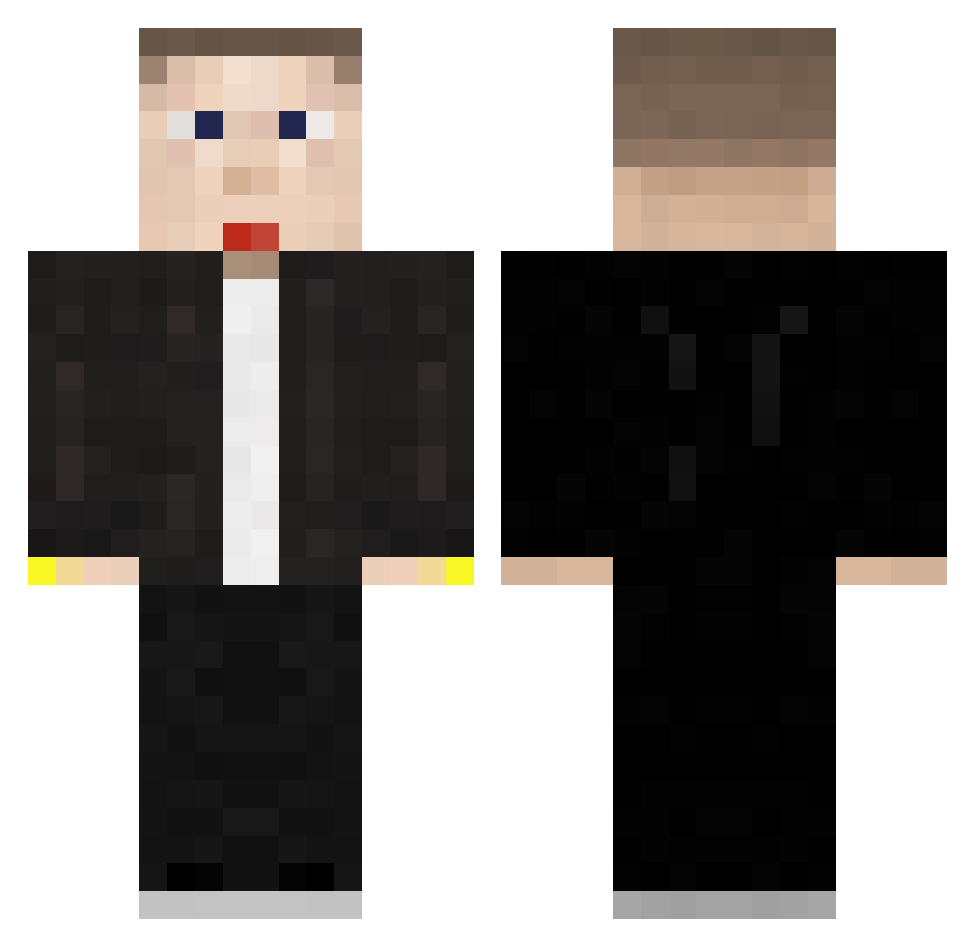SandyX Minecraft skin, front and back view