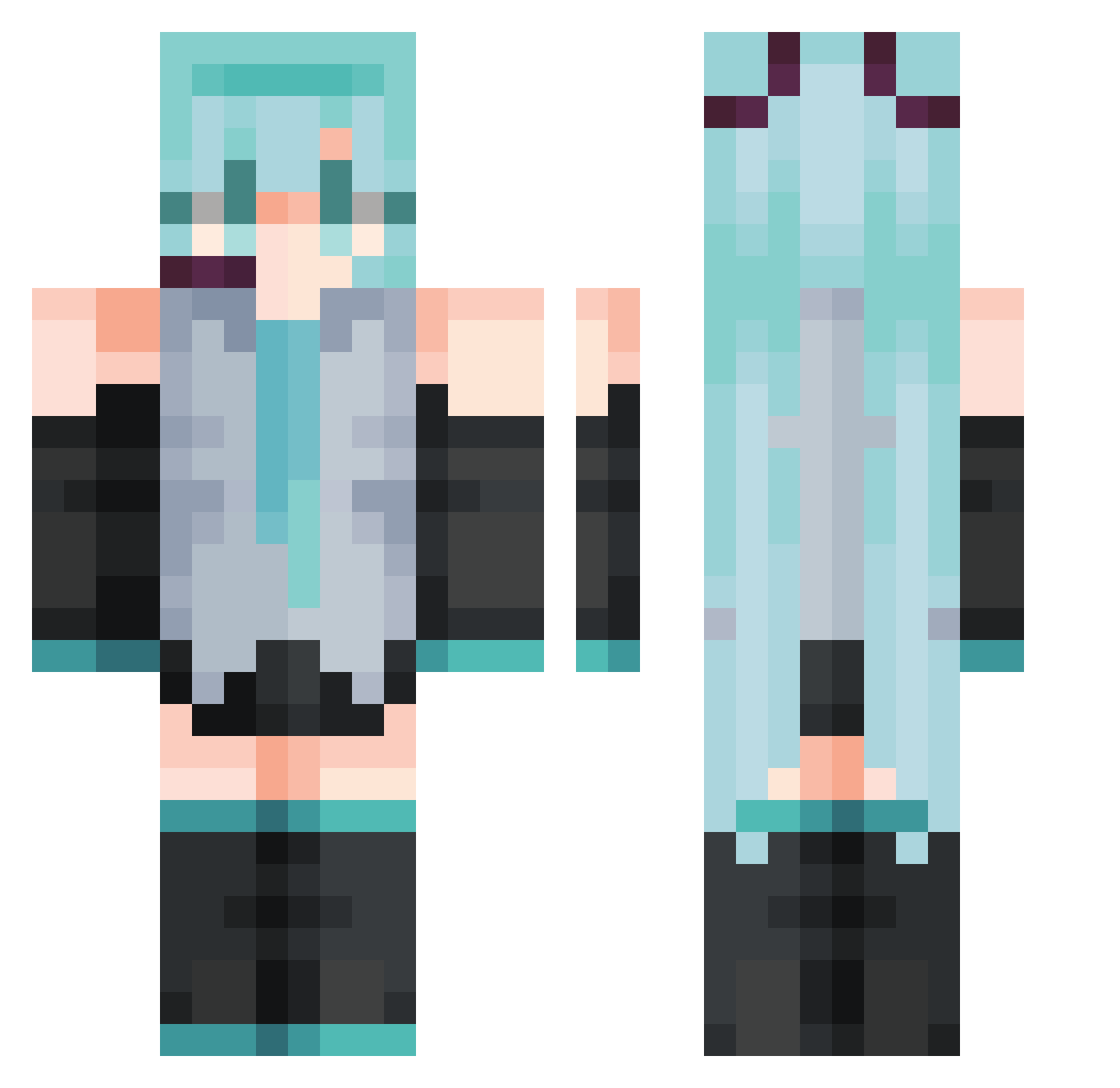 SailorSolisss Minecraft skin, front and back view