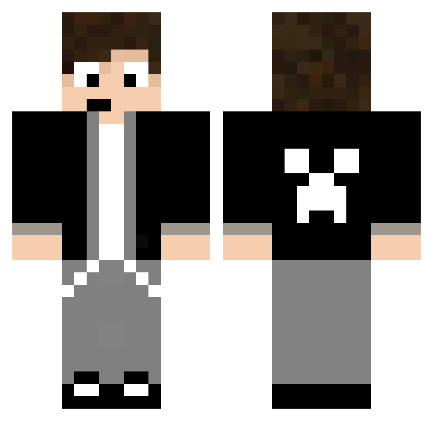 VGPlay Minecraft skin, front and back view