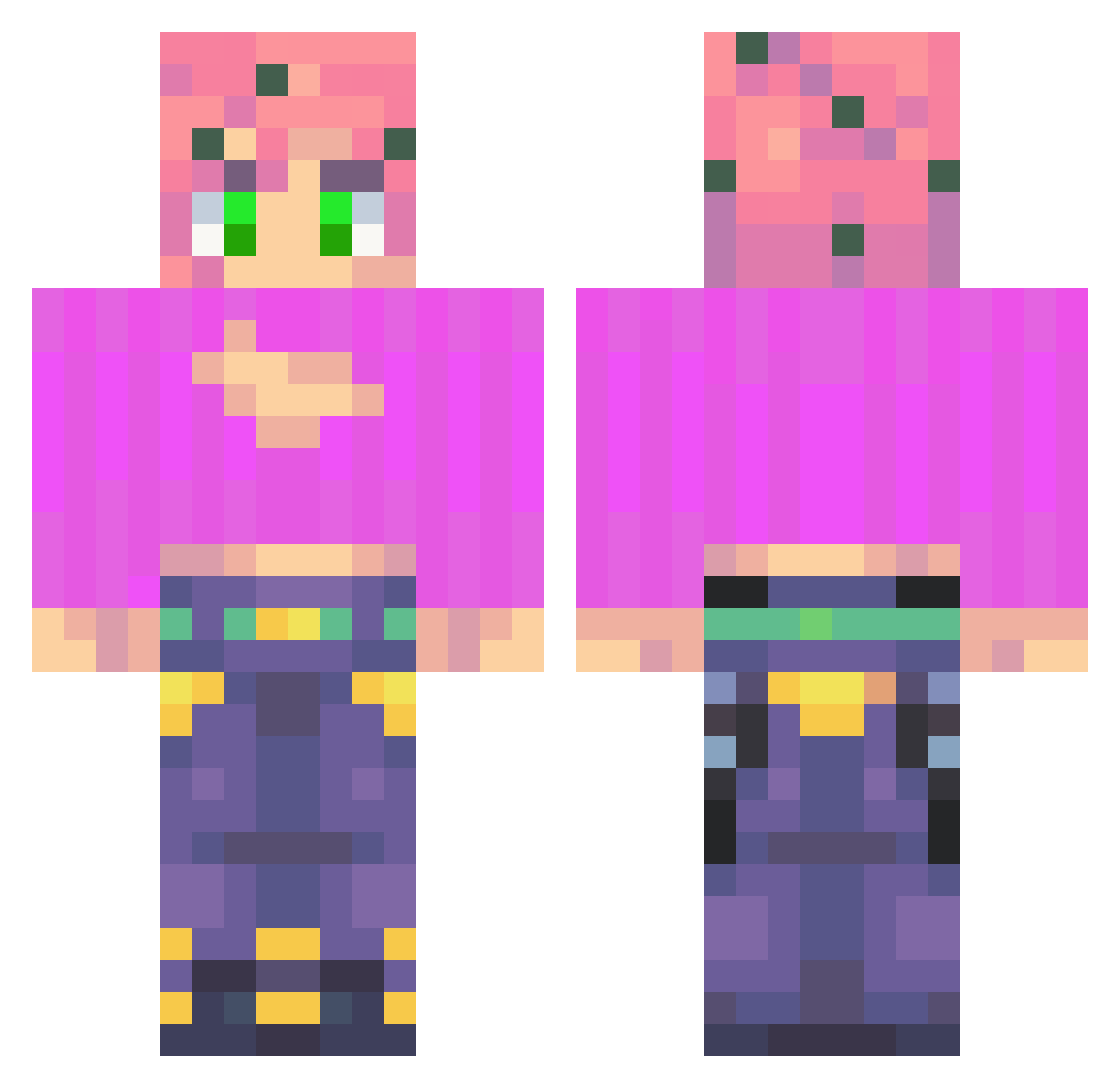 Diavolinka Minecraft skin, front and back view