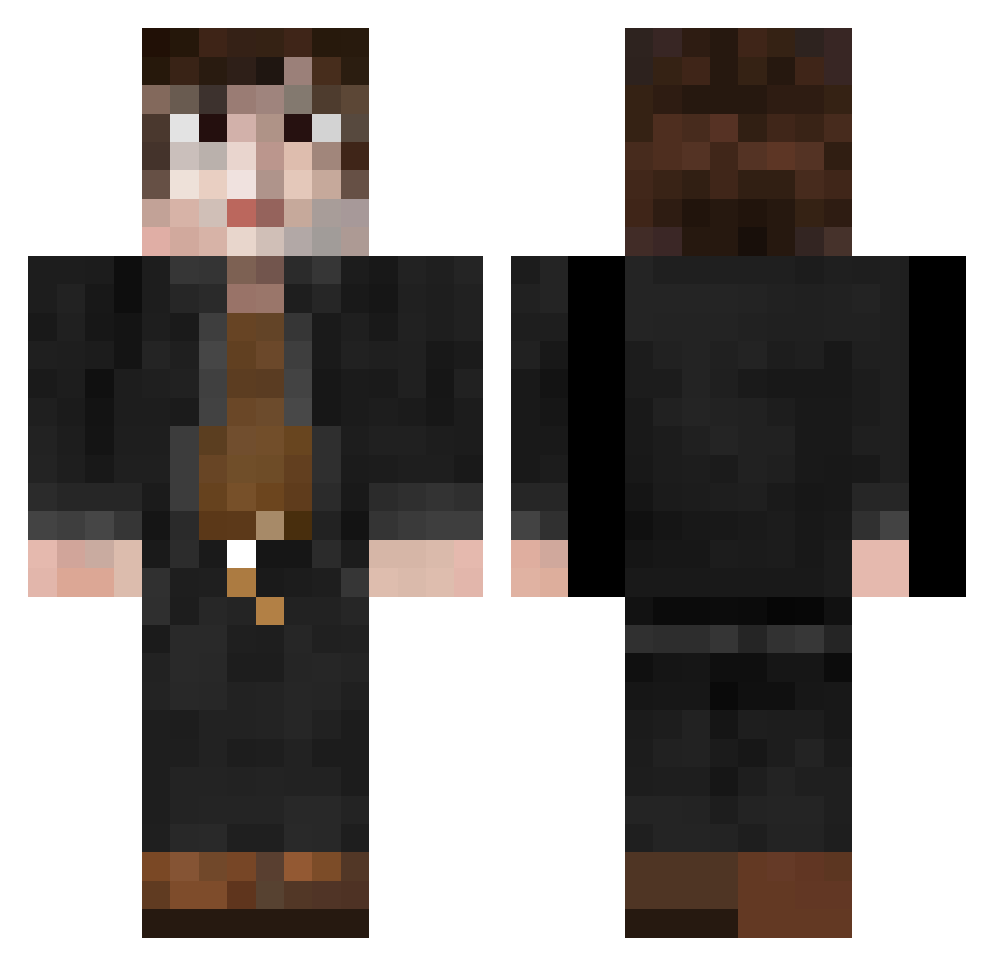 Wyires Minecraft skin, front and back view