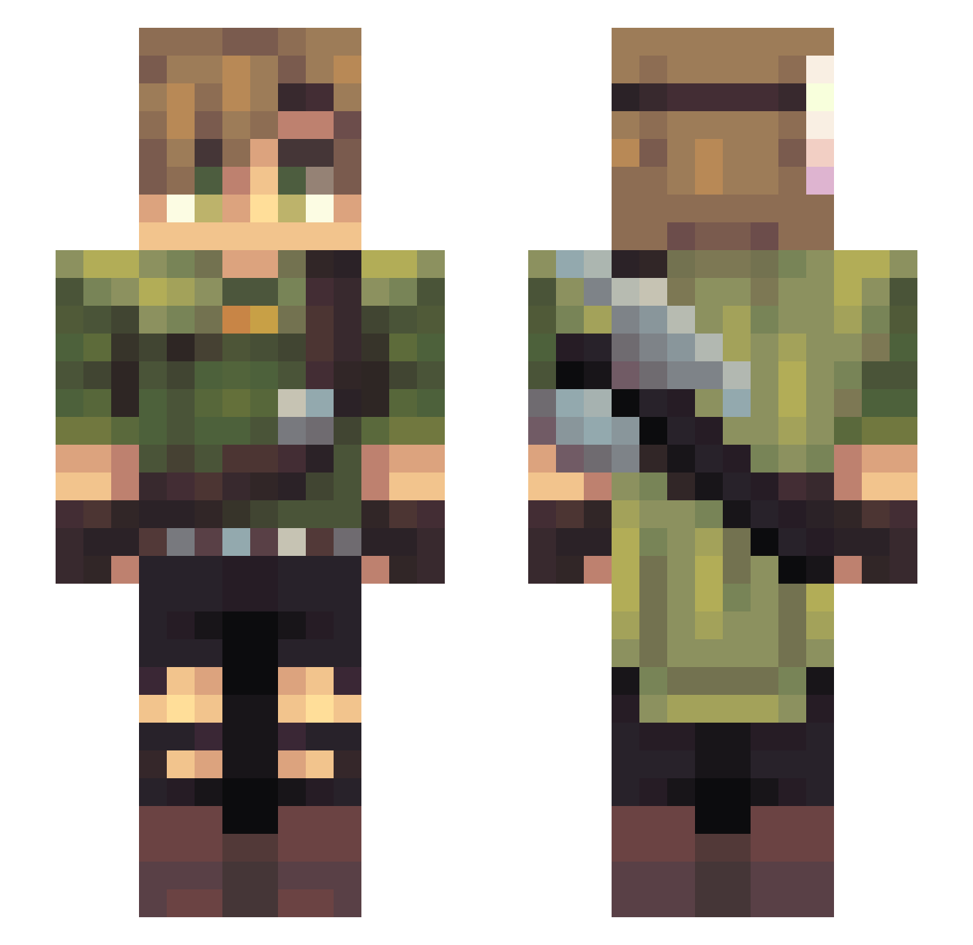 iaeou Minecraft skin, front and back view