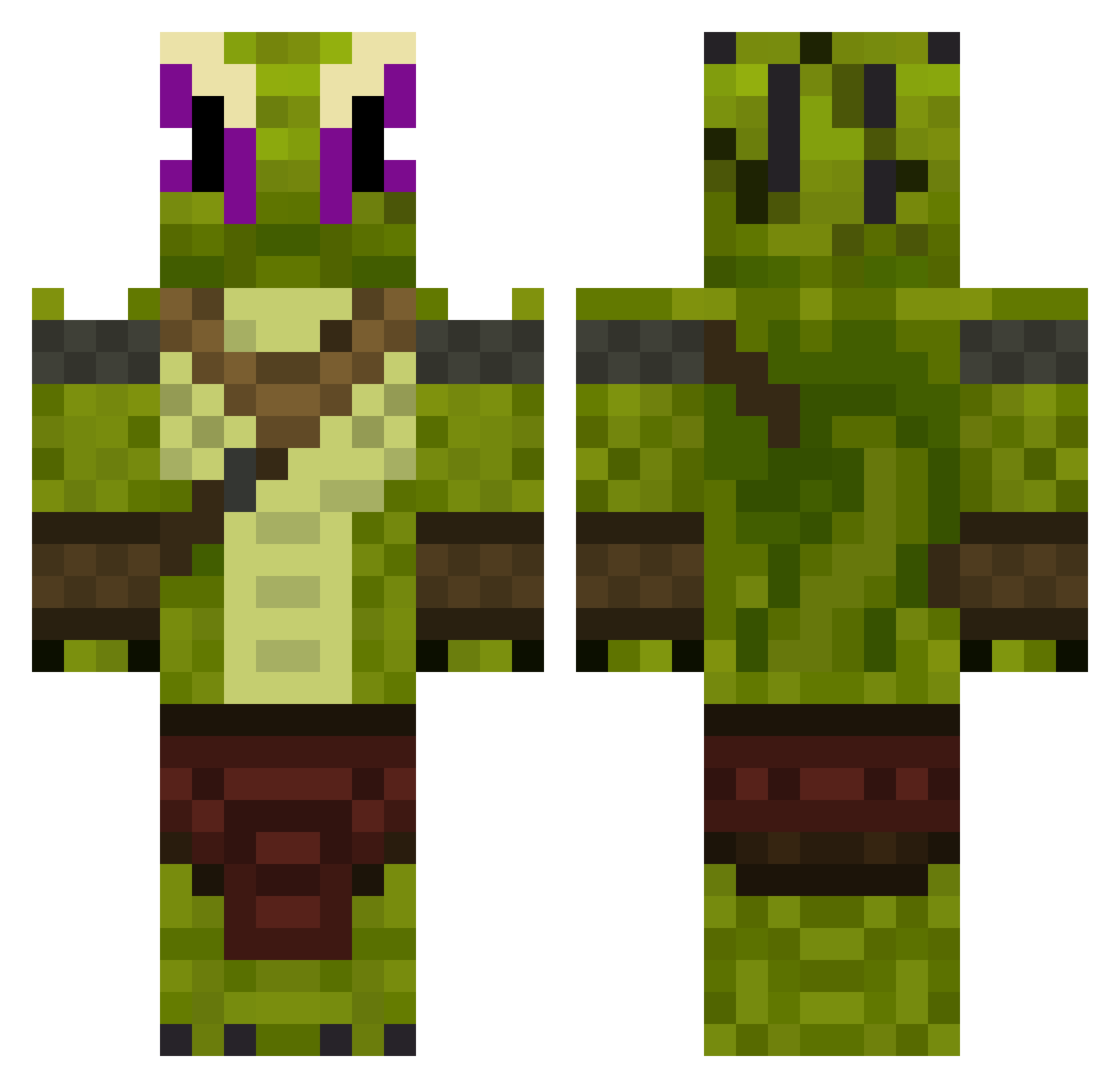 Watermalan Minecraft skin, front and back view