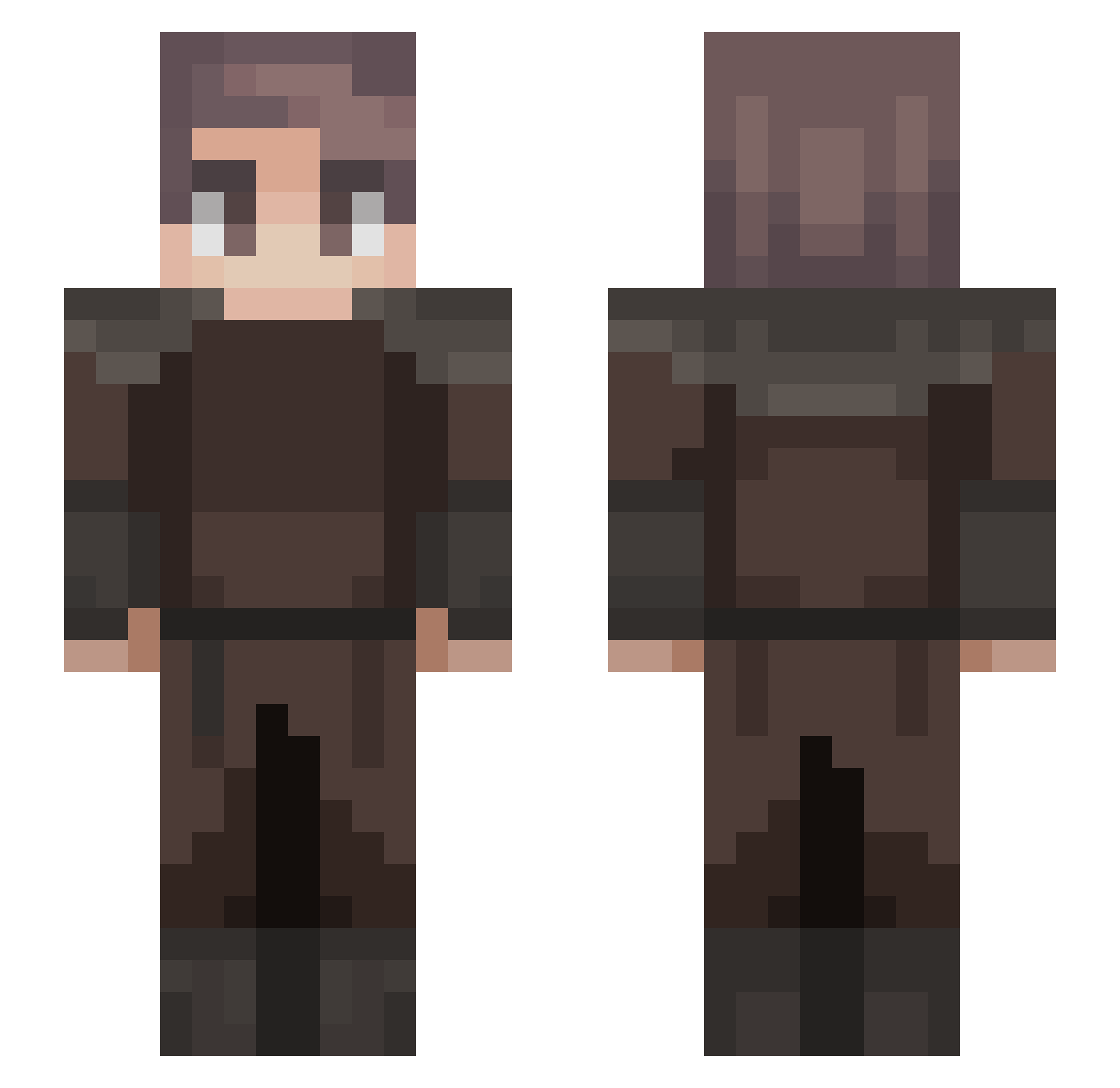 Sora_Grey Minecraft skin, front and back view