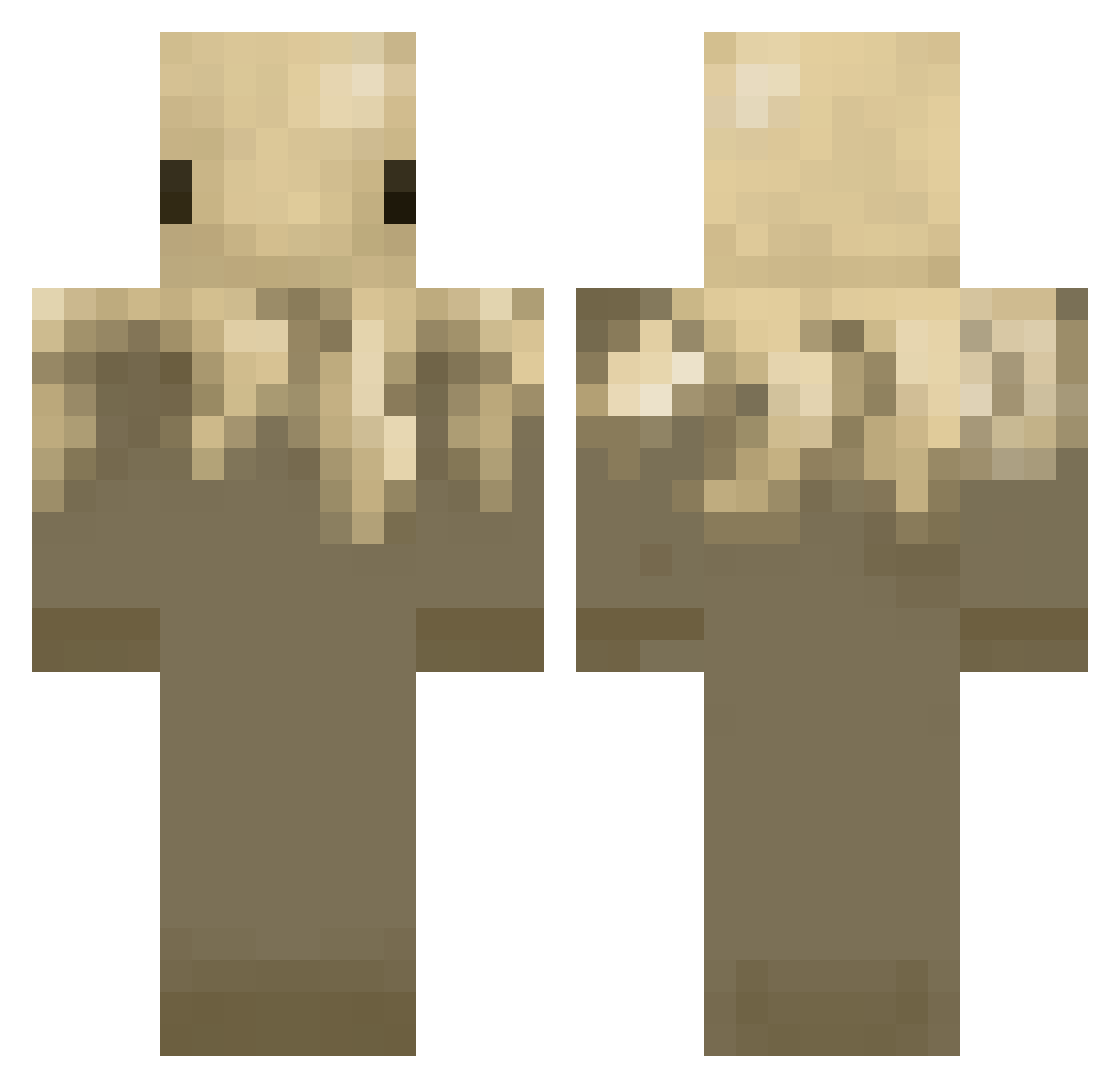 Wheke Minecraft skin, front and back view