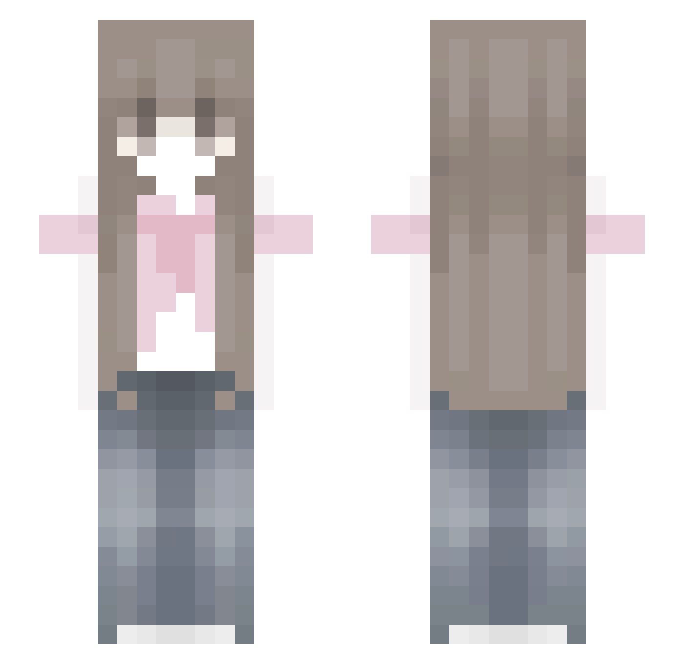 ainyf Minecraft skin, front and back view