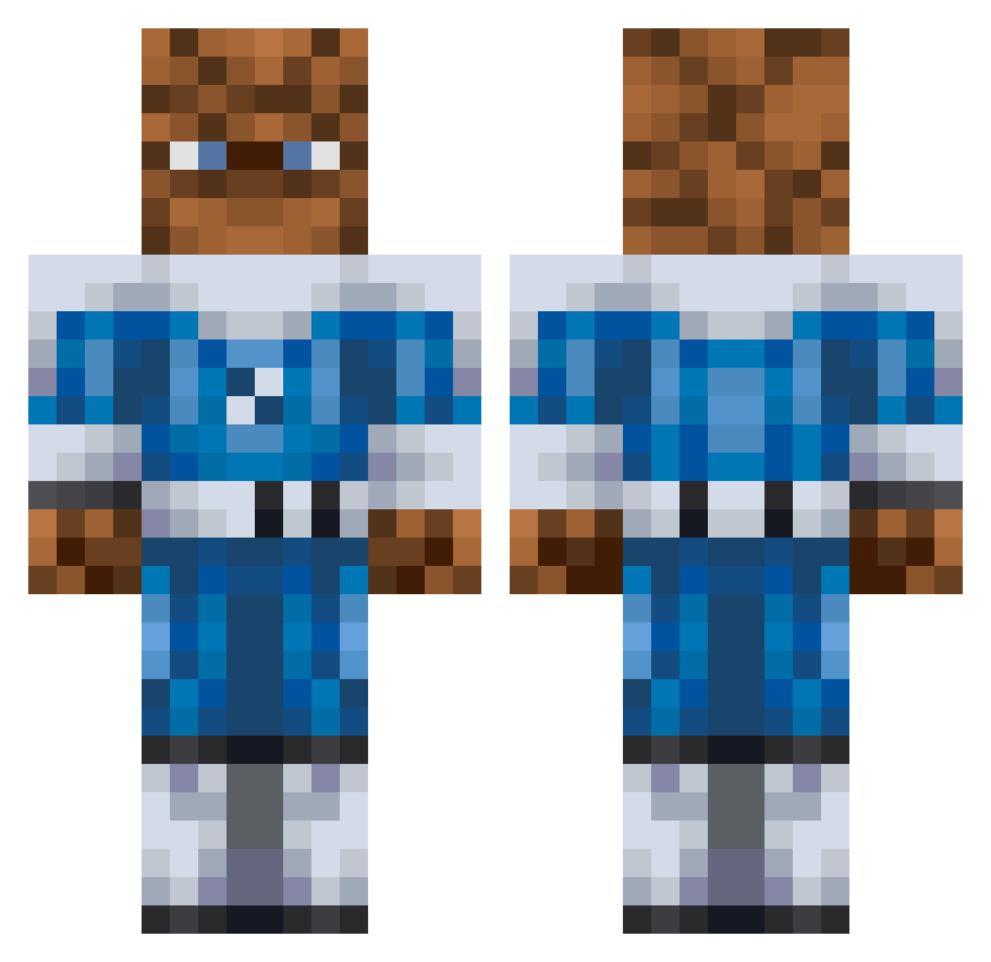 Lukklz Minecraft skin, front and back view