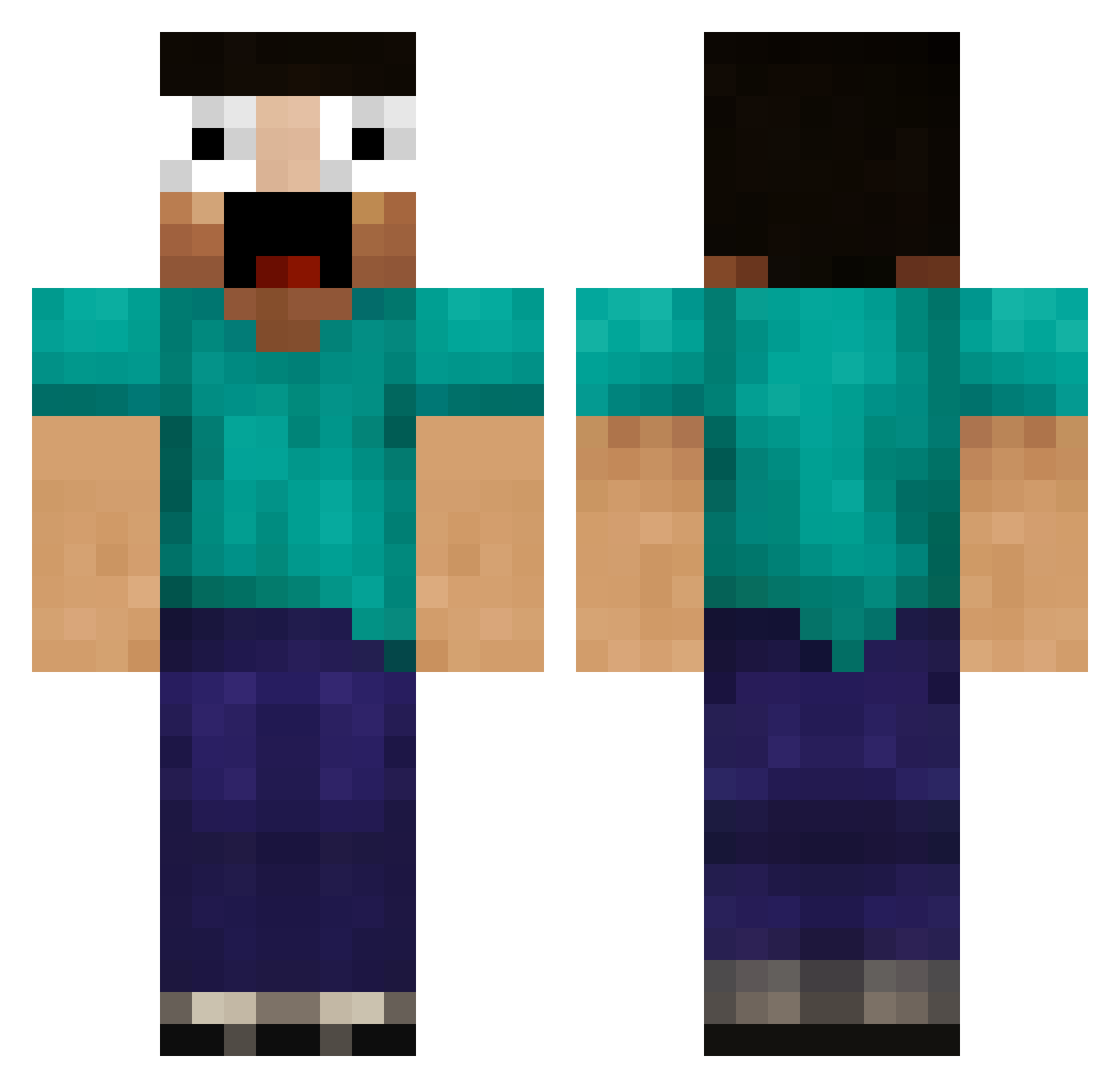 Swardy Minecraft skin, front and back view