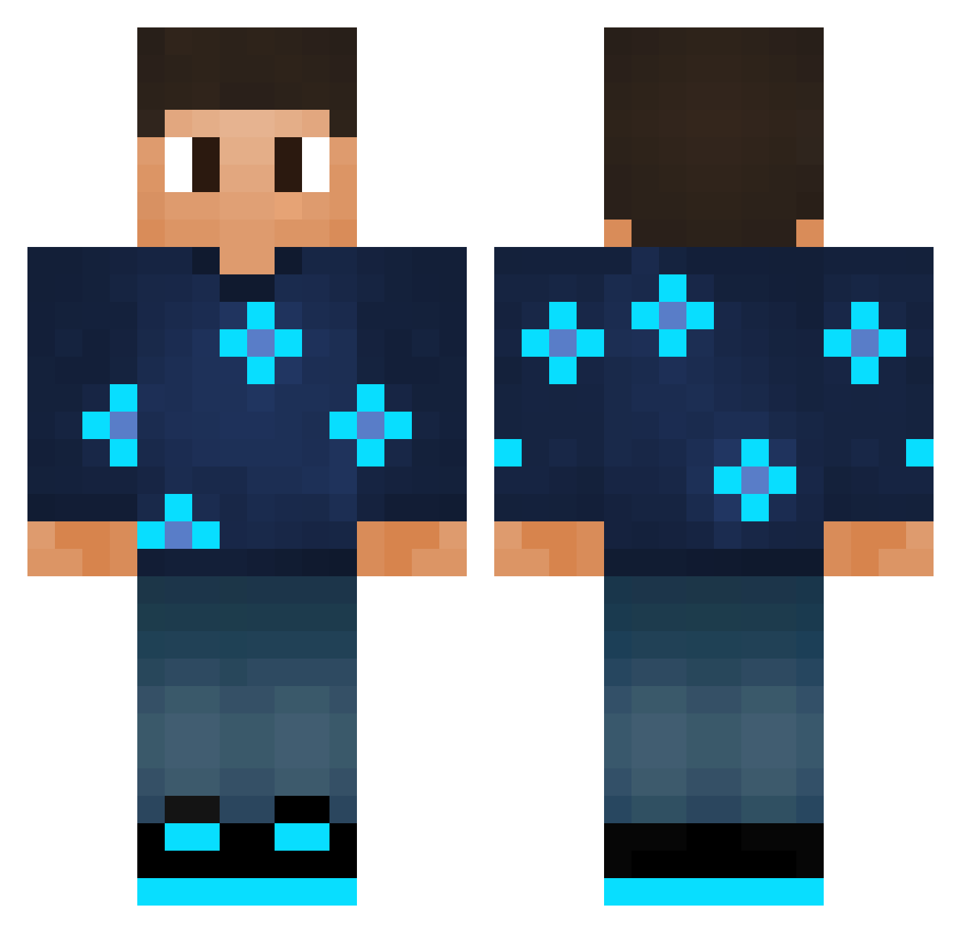 tobikauf Minecraft skin, front and back view