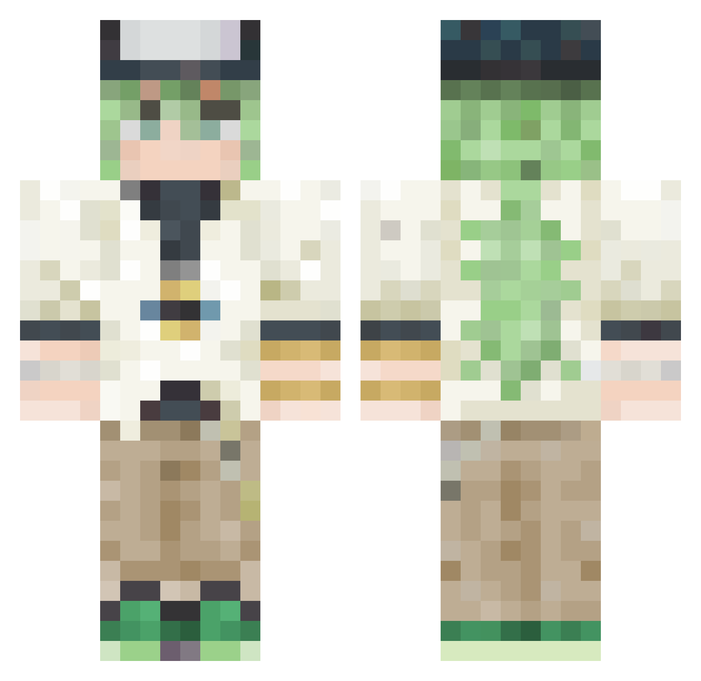 MrMotorboat Minecraft skin, front and back view