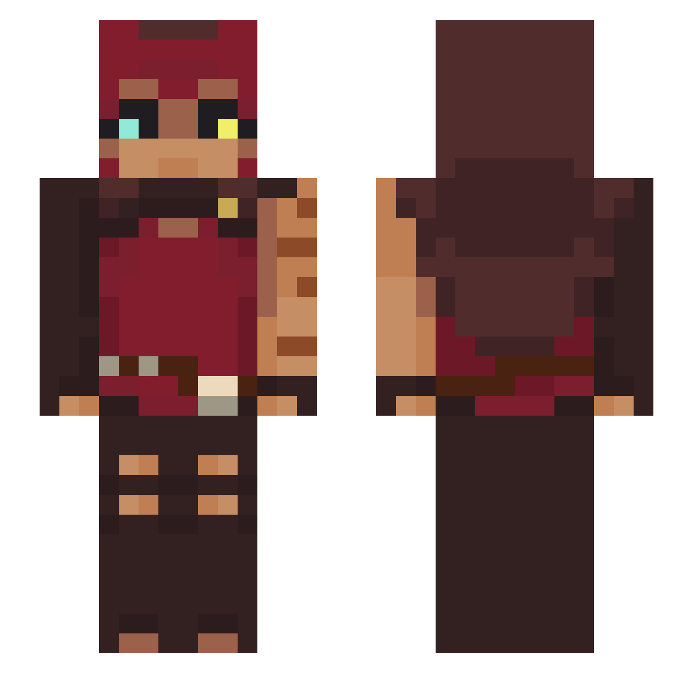 Petravox Minecraft skin, front and back view
