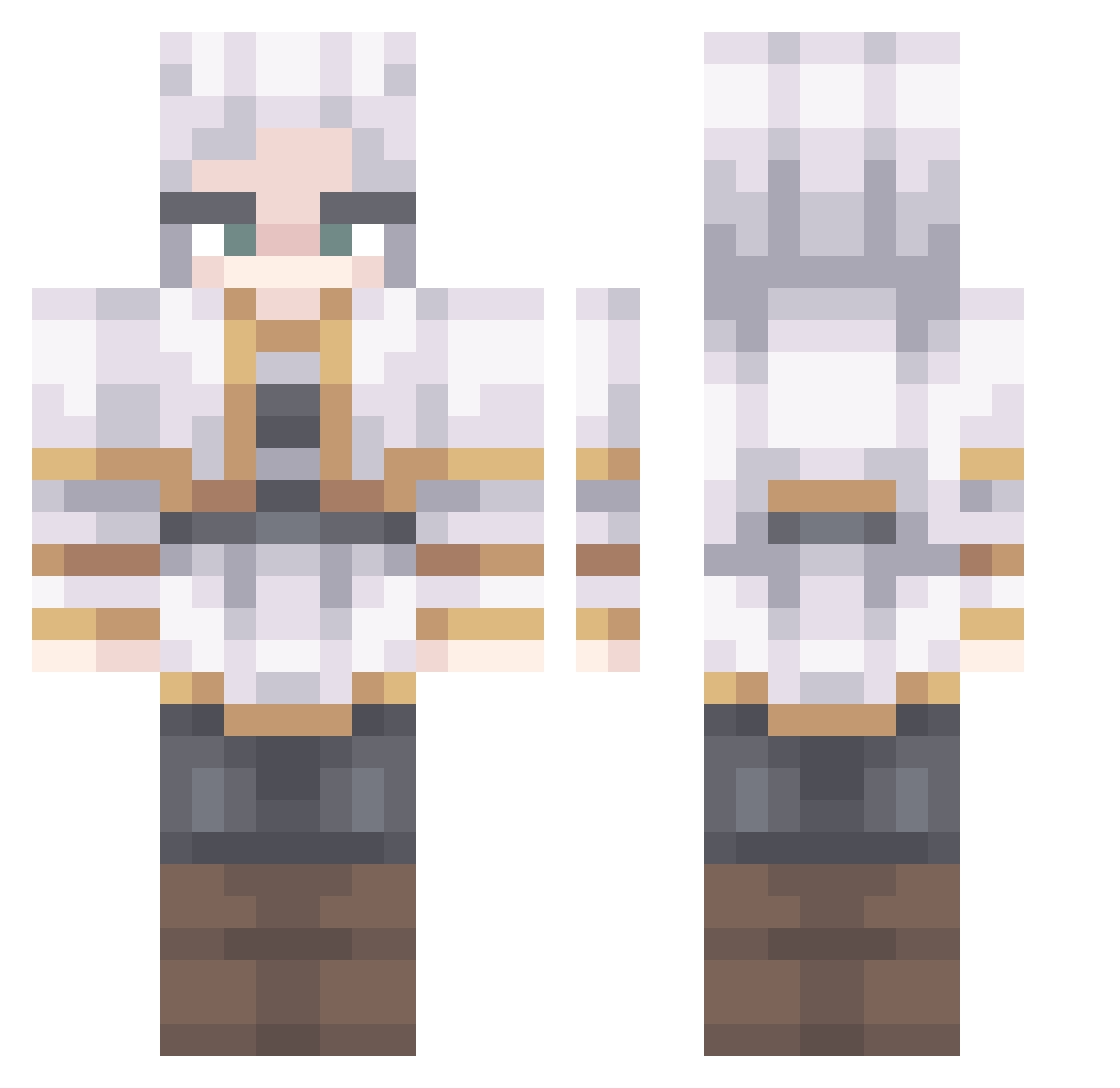 SkayllaSk Minecraft skin, front and back view