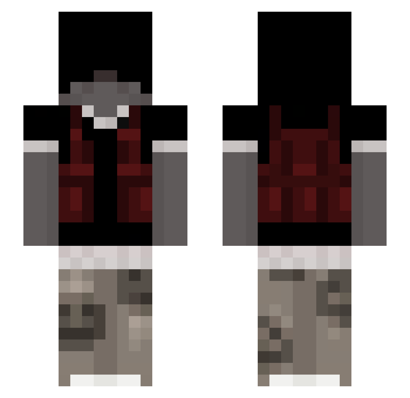 TekkaUchiha Minecraft skin, front and back view