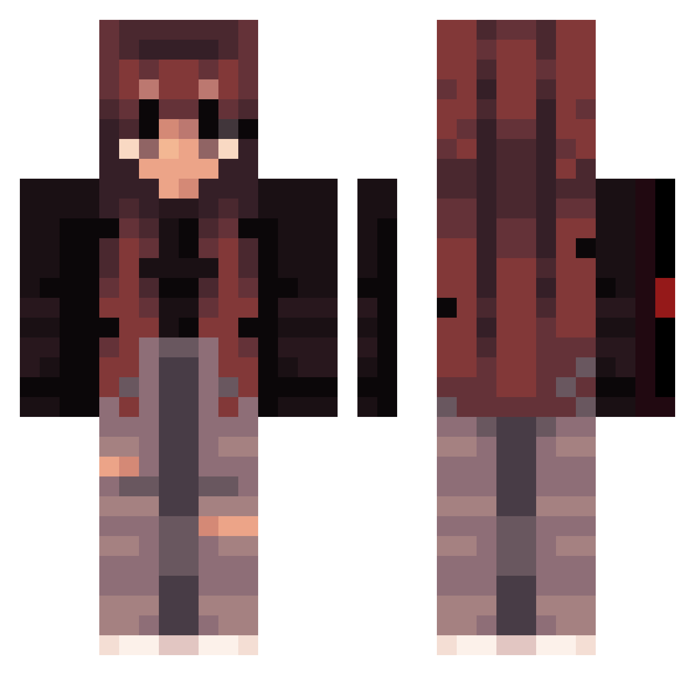 sniffglue420 Minecraft skin, front and back view