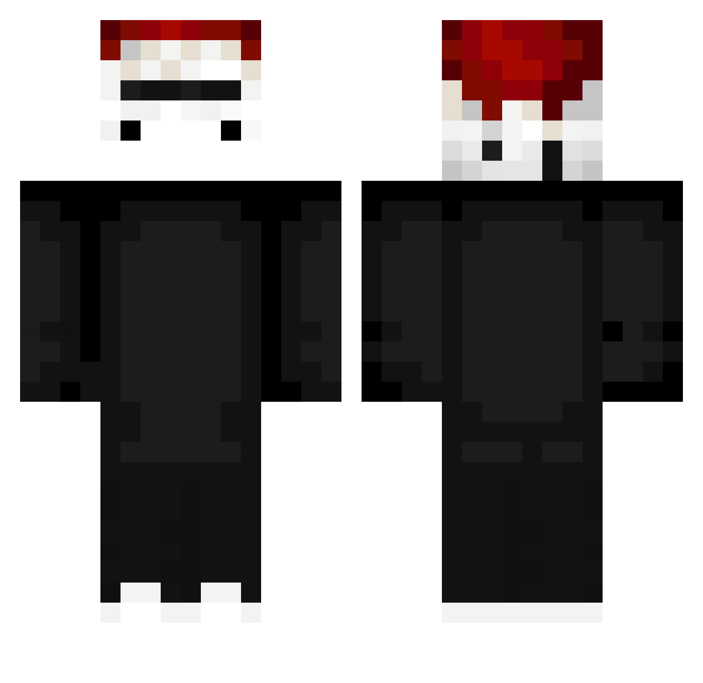 SnowyRaven Minecraft skin, front and back view