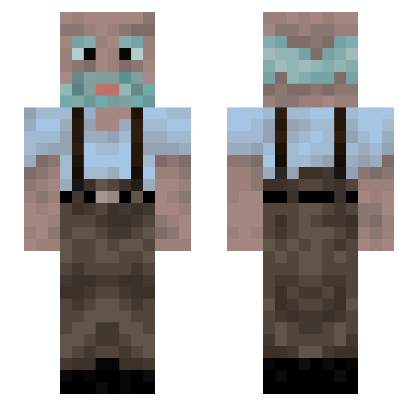 Zayneed Minecraft skin, front and back view