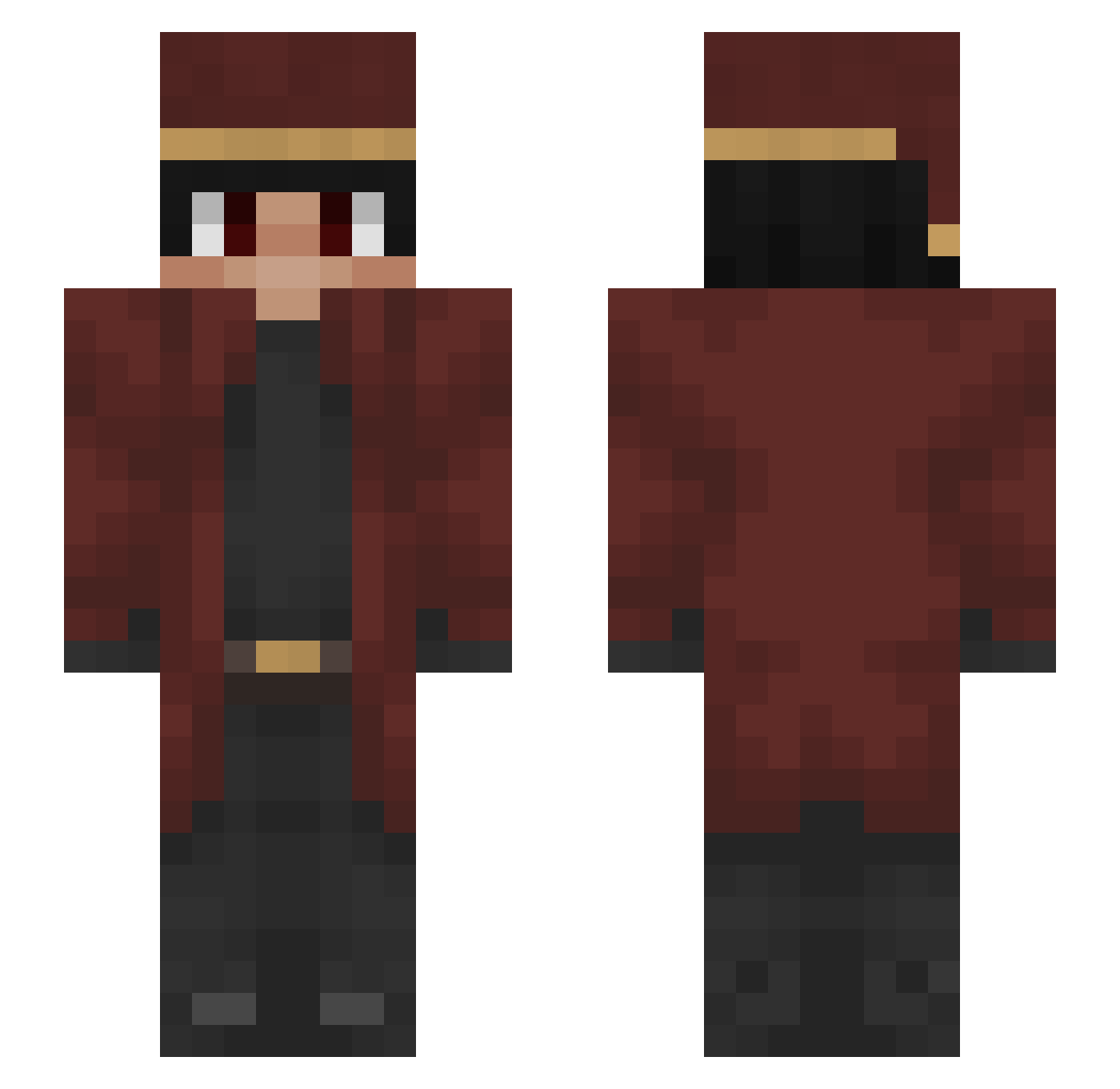 Wizardso Minecraft skin, front and back view