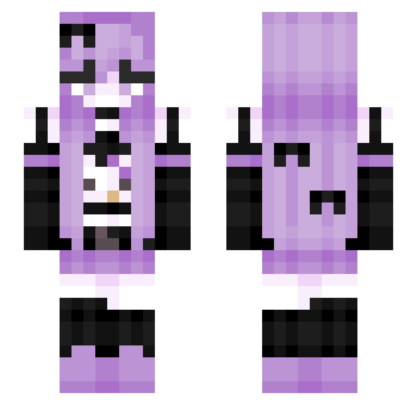 Tvqtd Minecraft skin, front and back view