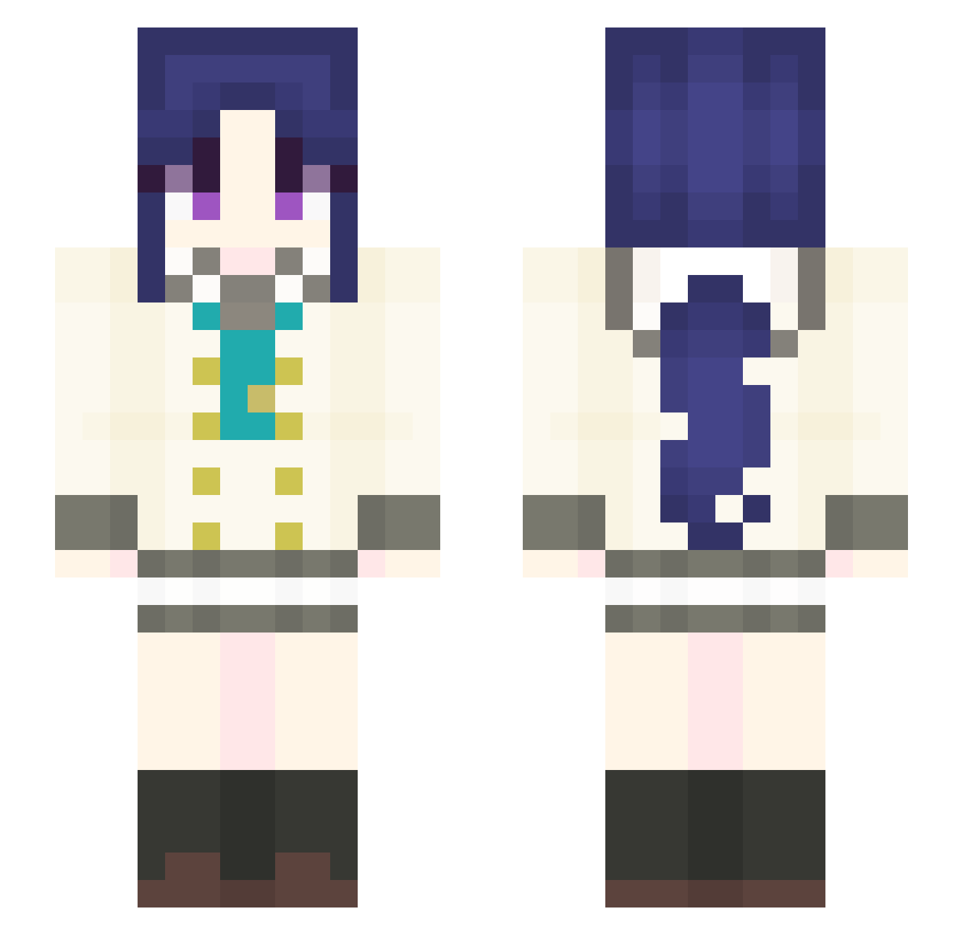 XFacility Minecraft skin, front and back view