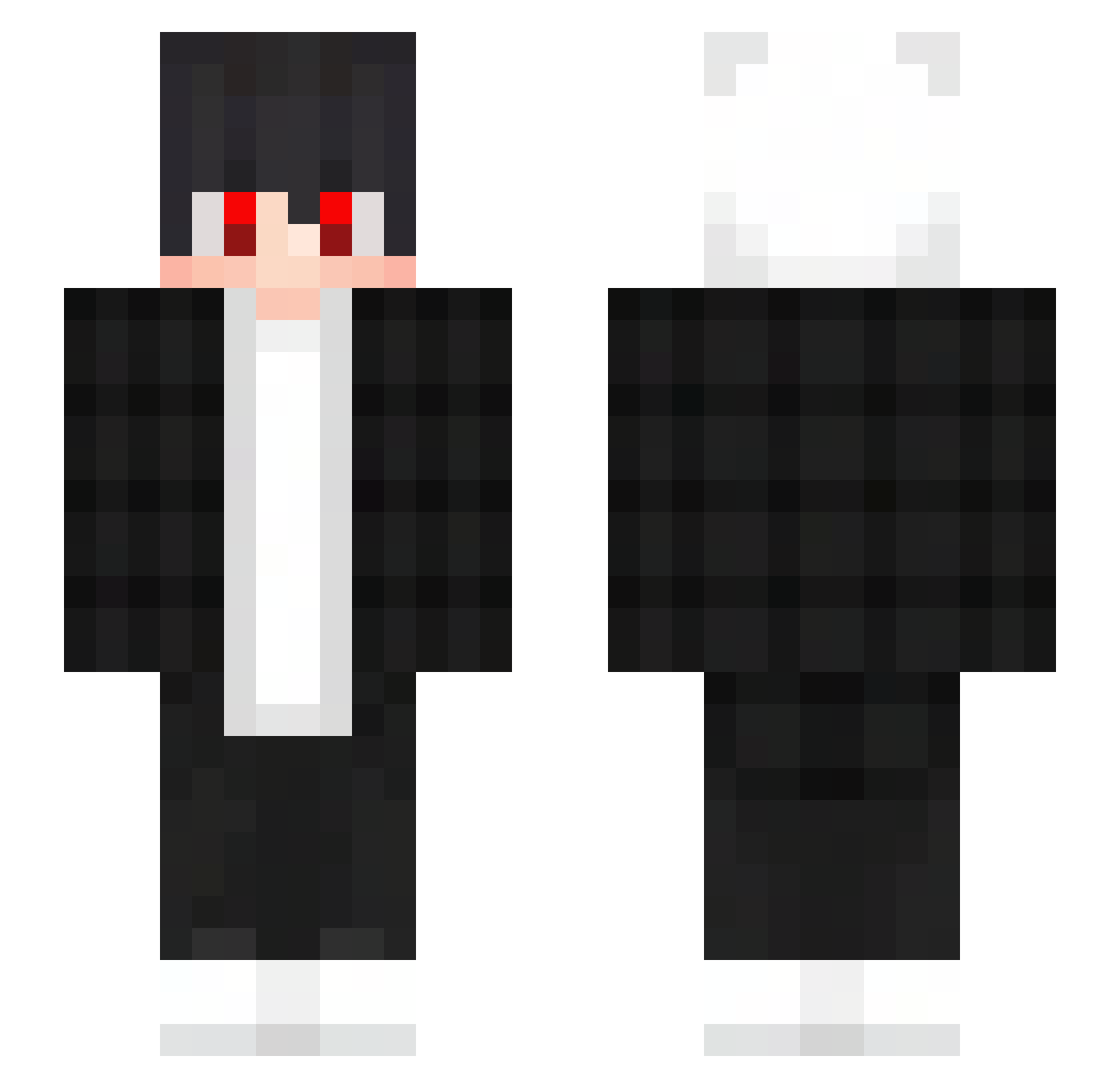 RakPL Minecraft skin, front and back view