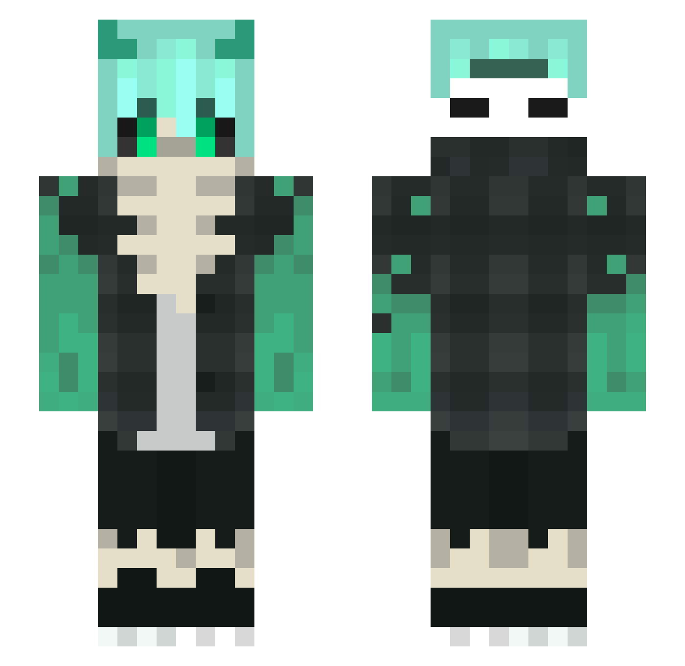ShadowLoulou Minecraft skin, front and back view