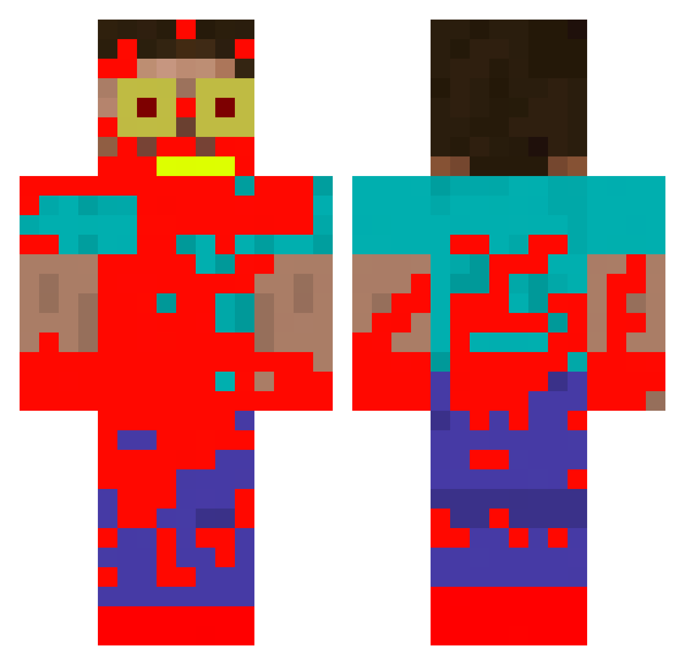 V84H Minecraft skin, front and back view