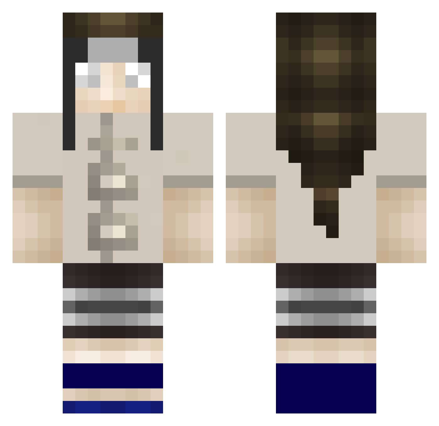 Fissures Minecraft skin, front and back view