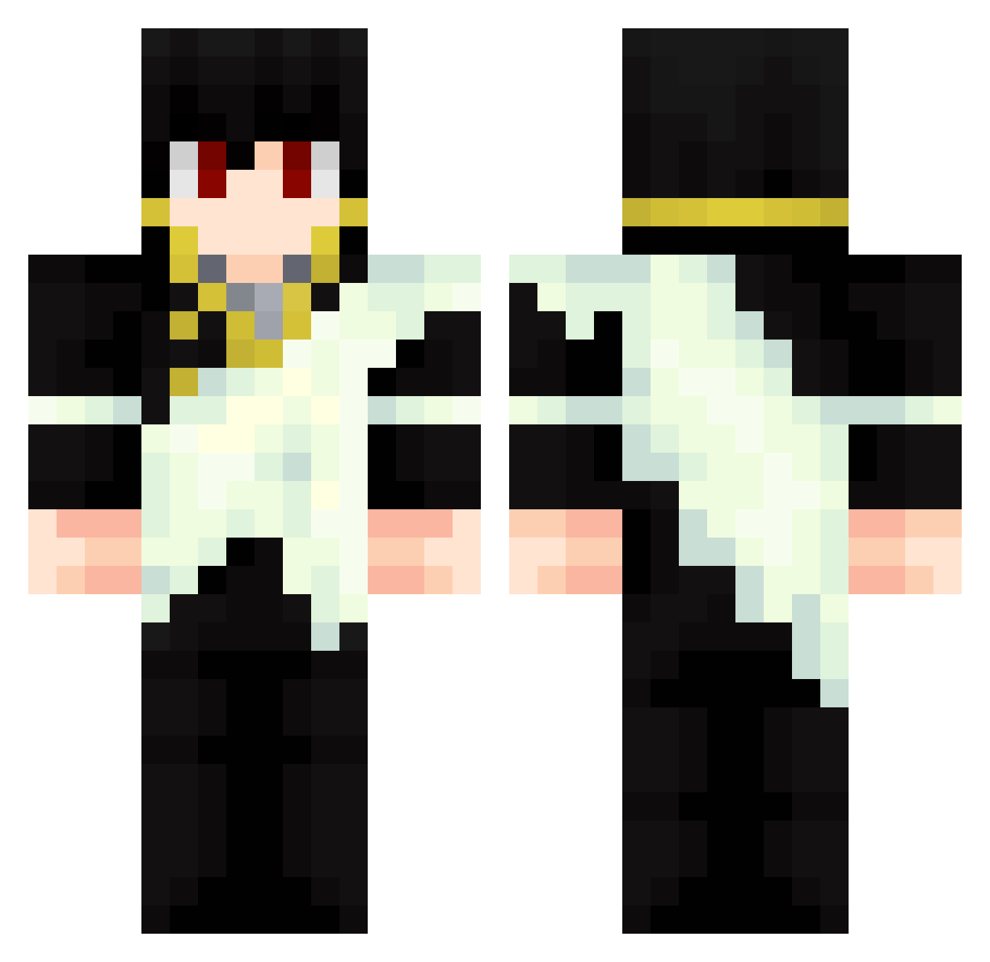 SacredRelic Minecraft skin, front and back view