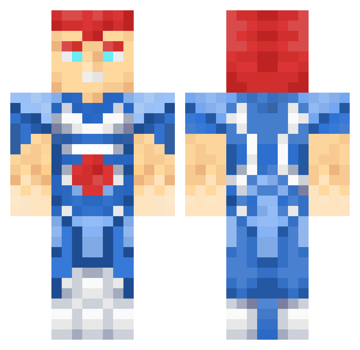 Marvel Minecraft skin, front and back view