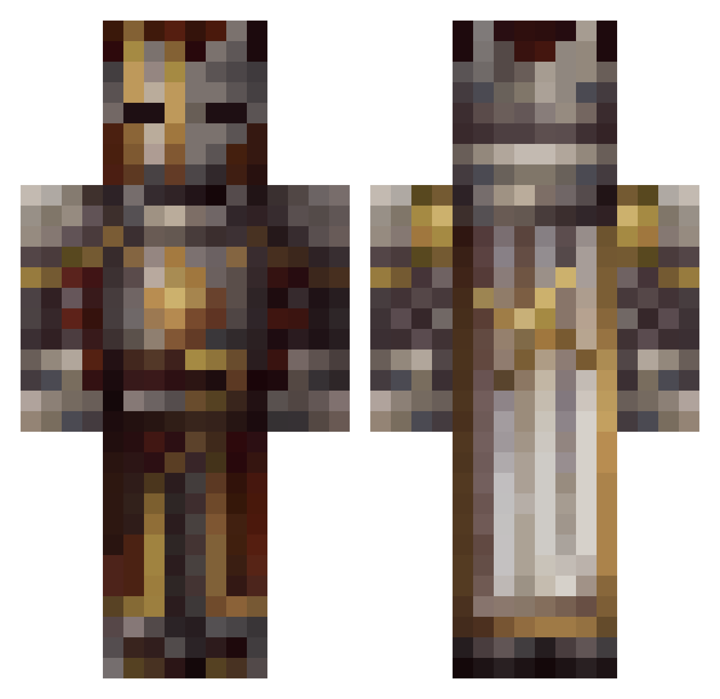 TomFunks Minecraft skin, front and back view