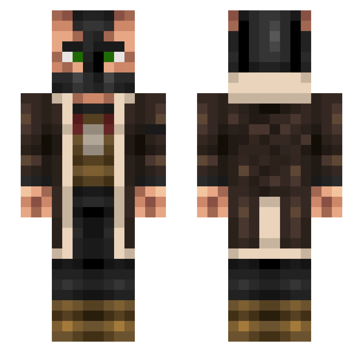 ManFancy Minecraft skin, front and back view