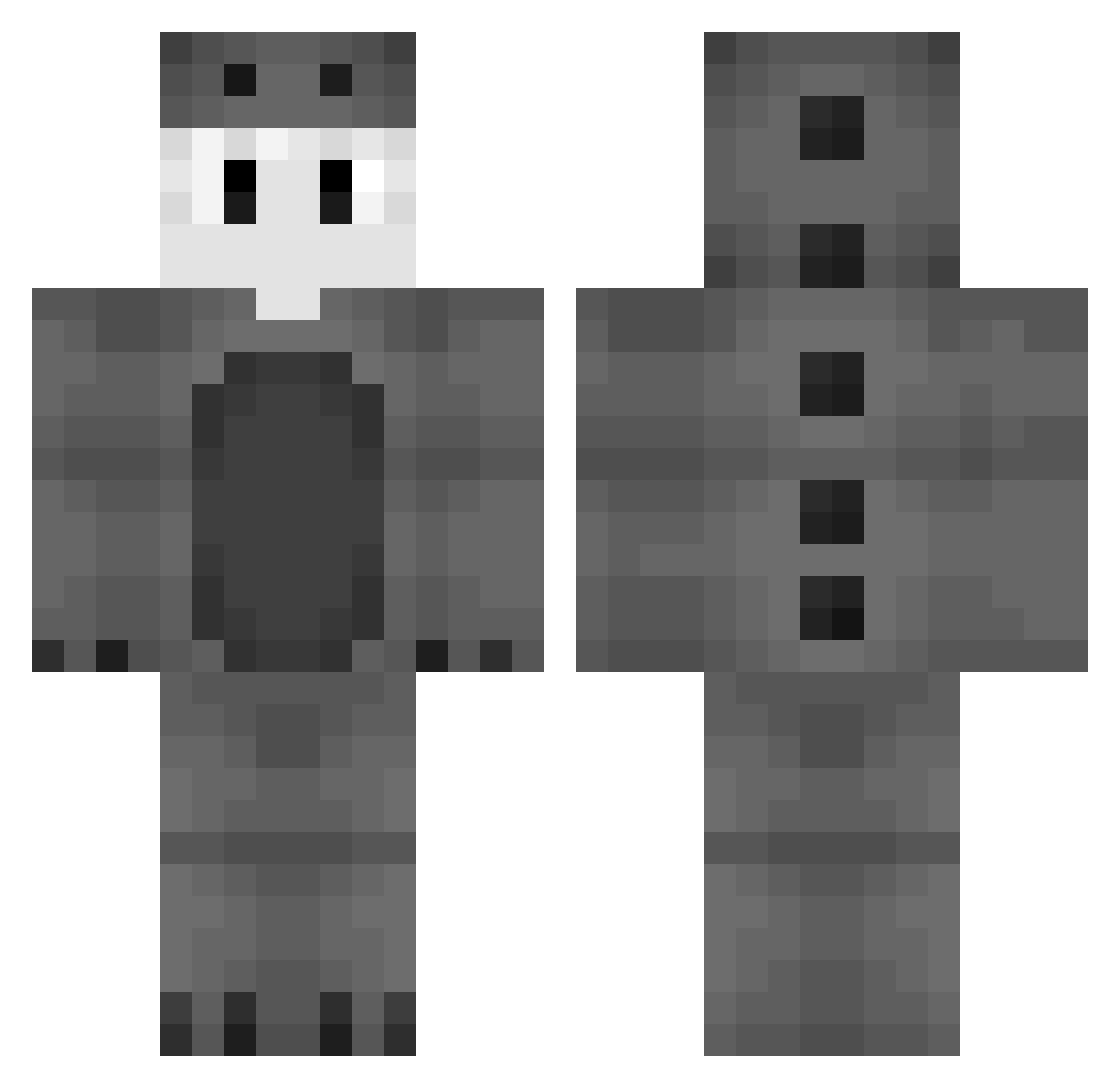Unretrievable Minecraft skin, front and back view