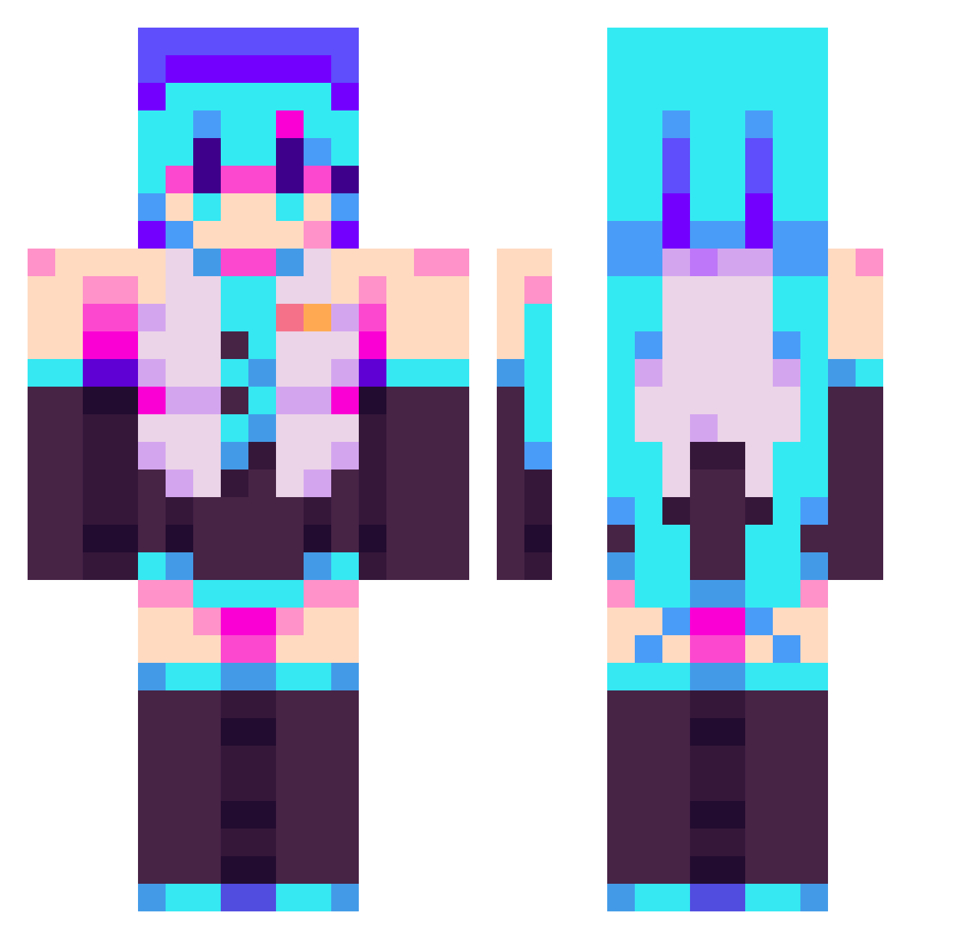xTiBer Minecraft skin, front and back view
