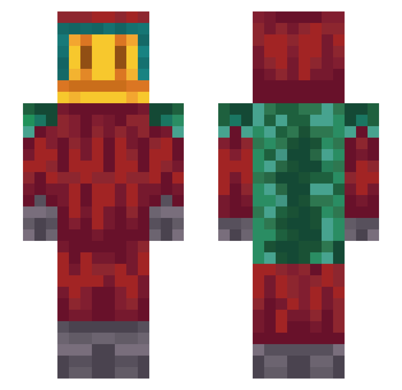 vun1q Minecraft skin, front and back view