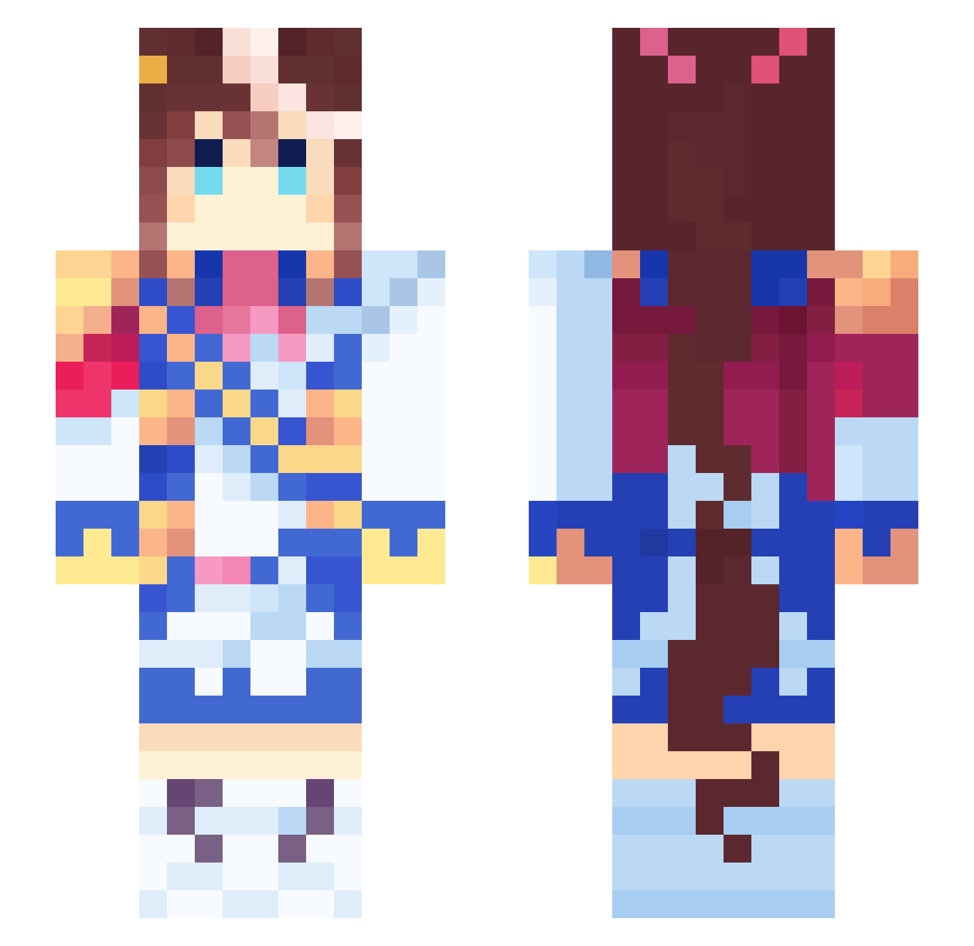 Caballode2patas Minecraft skin, front and back view