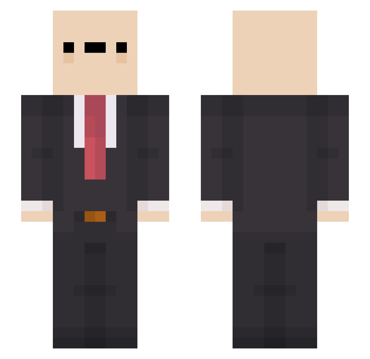 Swivelled Minecraft skin, front and back view