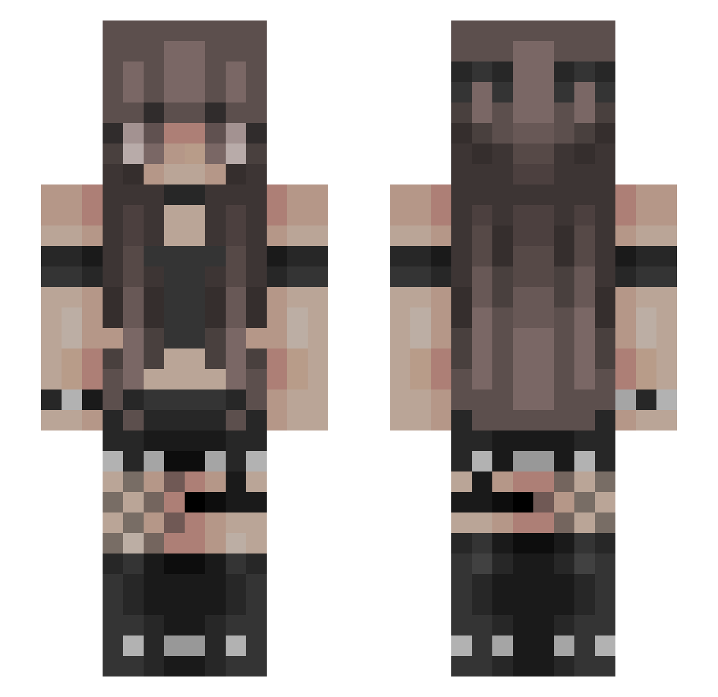 impactdragonYT Minecraft skin, front and back view