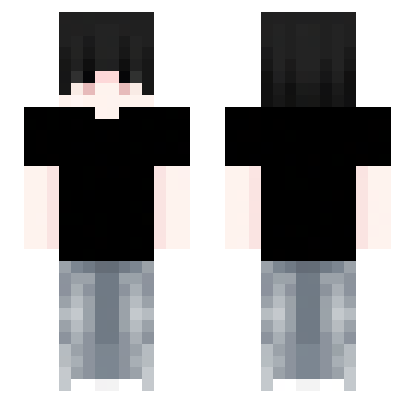 SAteens Minecraft skin, front and back view