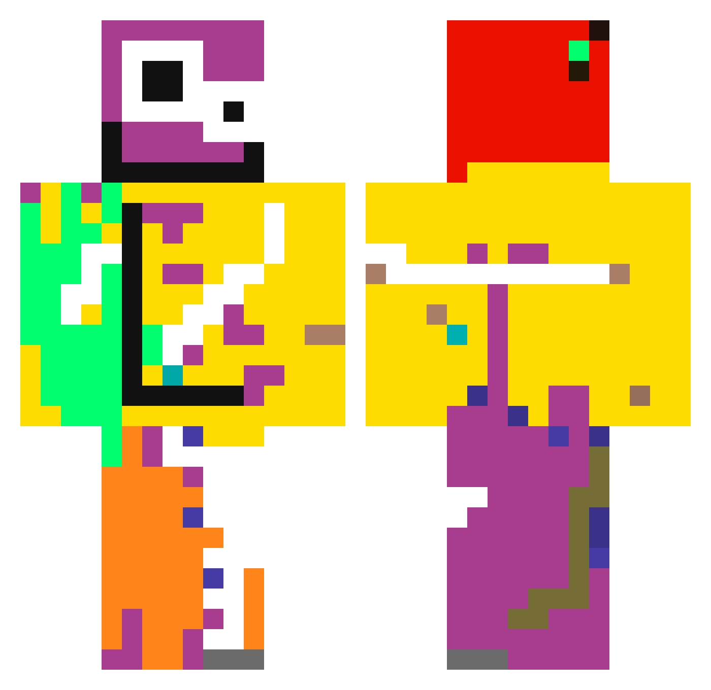 reddonuts Minecraft skin, front and back view