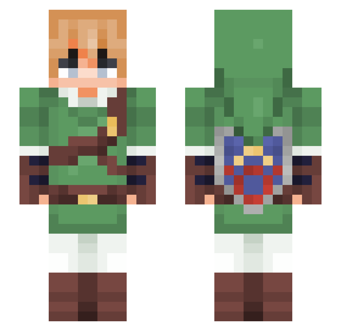 Qcmpass Minecraft skin, front and back view
